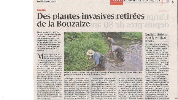 Entretien du lit de la Bouzaize entre le parc de la Bouzaize et le pont des oies